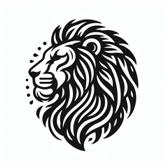 Blackwork Leo Zodiac Sign Tattoo Design. Sketch of a tribal lion tattoo. Lion head black and white drawing, ink sketch, tattoo, logo design. Leo zodiac sign, Horoscope symbol. - obrazy, fototapety, plakaty