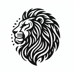 Fototapeten Blackwork Leo Zodiac Sign Tattoo Design. Sketch of a tribal lion tattoo. Lion head black and white drawing, ink sketch, tattoo, logo design. Leo zodiac sign, Horoscope symbol. © Emma