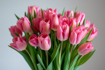 Fresh Pink Tulips Bouquet
