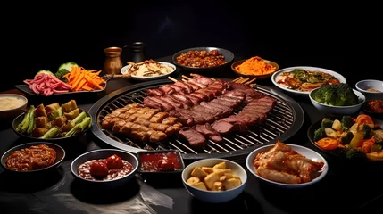 Fotobehang Korean BBQ Extravaganza: A Feast for All © Ari