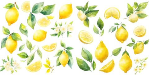 Foto op Plexiglas Watercolor lemon clipart for graphic resources  © Dian