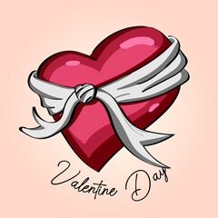 heart with white bow in vector illustration