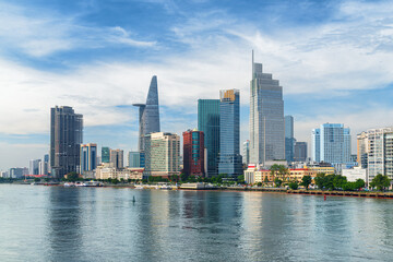 Fototapeta na wymiar Ho Chi Minh City skyline. Skyscrapers and the Saigon River