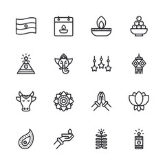 set of icon Diwali - obrazy, fototapety, plakaty