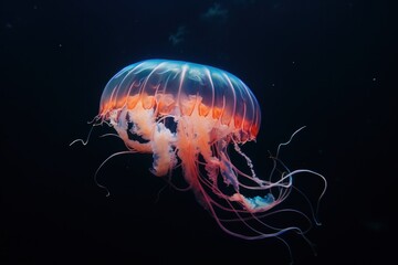 Bioluminescent jellyfish pulsating with light Ai Generative