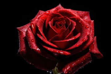 Black background with a single red rose Ai Generative