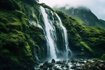 Fototapeta na wymiar Breathtaking cascading waterfall Ai Generative