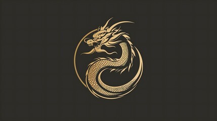 Minimalist logo design of a dragon in a contemporary and sleek style. Year of the dragon