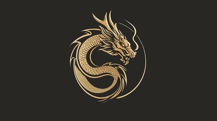 Minimalist logo design of a dragon in a contemporary and sleek style. Year of the dragon