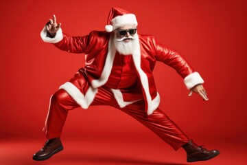 Santa claus wearing red posing photo, in the style of playful neo-pop Ai Generative