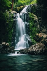 Fototapeta na wymiar Waterfall with a long exposure effect Ai generative