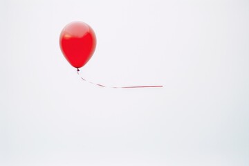 Single red balloon on white background Ai generative 