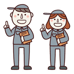 ポイントしている男性、女性のイラストセット