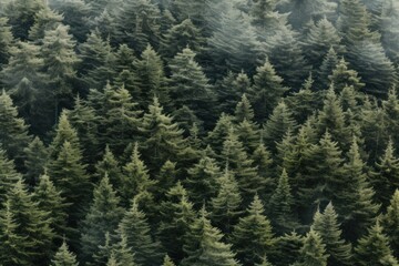 Aerial view of pine trees in a mountain Ai Generative