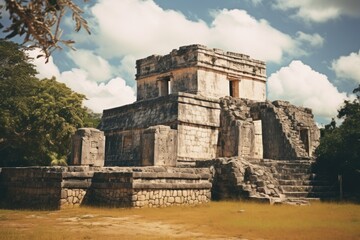 Ancient Mayan temple standing amidst the ruins of Chichen Itza, Mexico Ai Generative