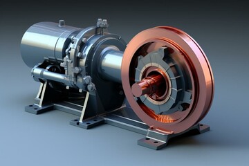 3D CAD model of centrifugal pump, rendered. Generative AI