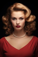 Fototapeta premium Beautiful woman from 50s Ai Generative