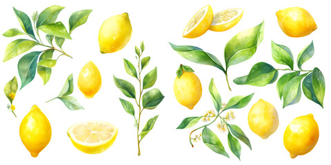 Fototapeta premium Watercolor lemon clipart for graphic resources 