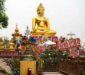 Golden Triangle Buddha,next to Mekong River,Chiang Rai Province,Northern Thailand.