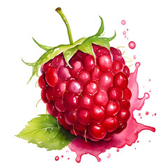 Raspberry watercolor painting 