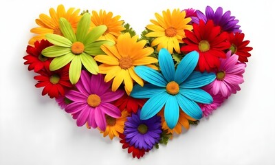 colorful flowers folded in the shape of a heart