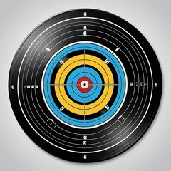 Business target. Classic vinyl record with a shooting target in the center, logo type, urban & minimalist vector illustration. Generative AI