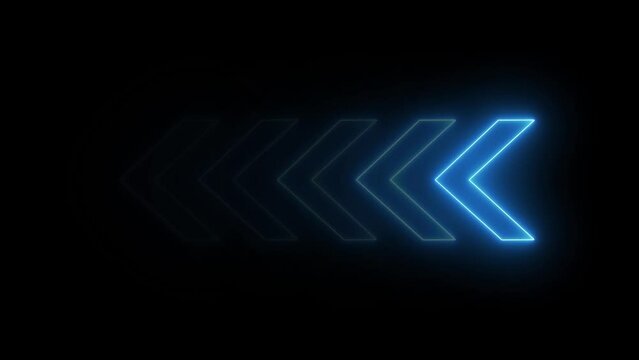 Abstract neon arrow loop loading animation background.  