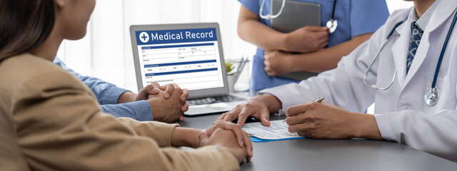 Doctor show medical diagnosis report and providing compassionate healthcare consultation to young...