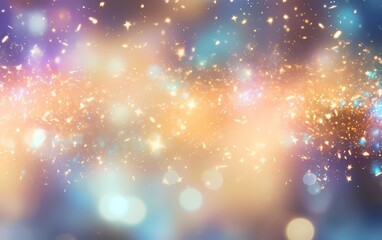 Holographic abstract fantasy background with fairy sparkles, gold stars. generative ai