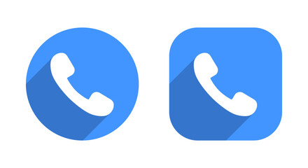 Call button icon vector with long shadow