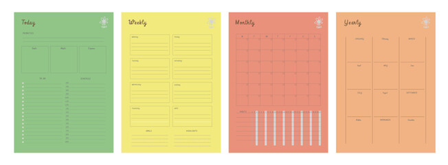 Set of  Daily weekly monthly yearly planner. (Fun) - obrazy, fototapety, plakaty