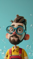 Fototapeta premium Cartoon digital avatars of Aquatic Steward