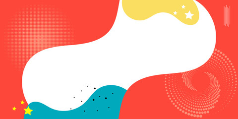 Abstract pop art background with wave pattern, dotted and geometric shape. Vector pattern. Color wave template and presentation design