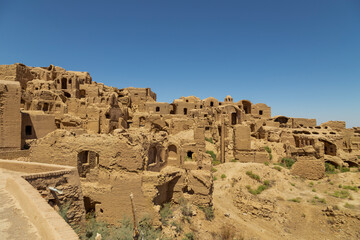 Abandoned ancient mud-brick village resembling ghost towns in eastern tales