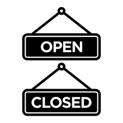 Open or closed in signboard on transparent background. Vector.