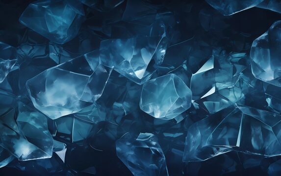 Geometric dark blue ice texture background