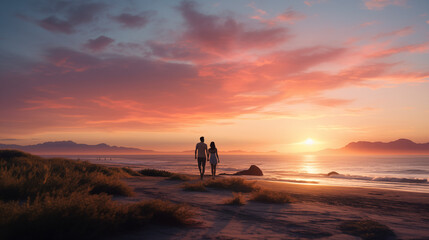 couple ocean sunset