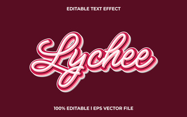 Lychee editable font. typography template text effect. lettering vector illustration logo