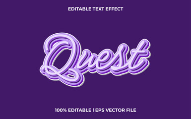 Quest editable font. typography template text effect. lettering vector illustration logo