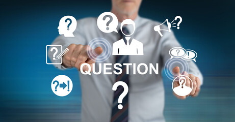 Man touching a question concept