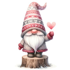 Cute Gnome Valentines Day Clipart Illustration