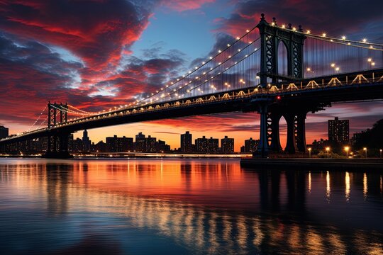 city bridge at dusk