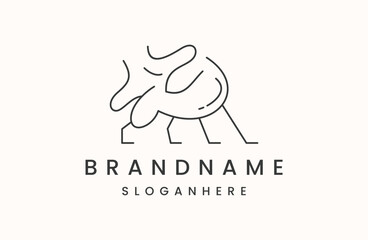 Bull logo abstract line art design inspiration