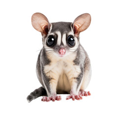 Portrait of a cute sugar glider isolated on white, transparent background