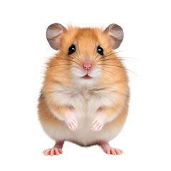 Portrait of a cute hamster standing isolated on white background