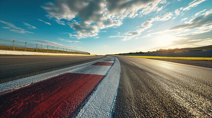 Curved racing track and beautiful weather