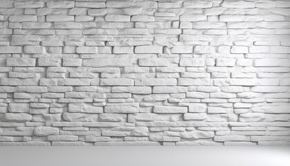 White Background Featuring 3D Rendered Old Stone Wall