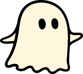 Summer, cute hooded ghost, elements, illustrations