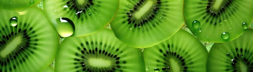pile of fresh kiwi fruit slices. generative AI