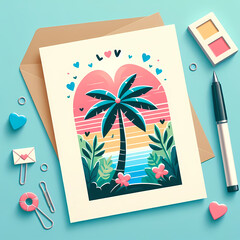 Happy envelope love character design smile vacation. Romantic holiday design illustration.Digital asset and ready to print. Easy removed background.